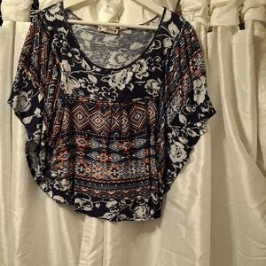 Agenda Blue and Orange Patterned Blouse XL 💖💖💖💖